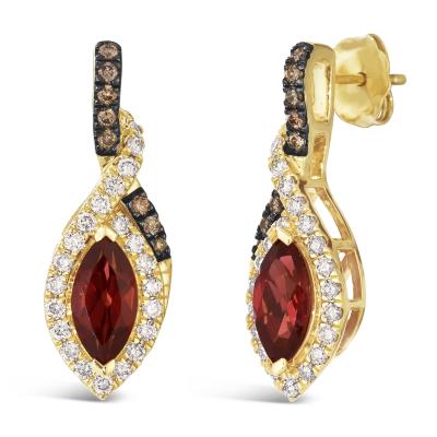 Le Vian Chocolatier® Earrings featuring Pomegranate Garnet™ Chocolate Diamonds® , Nude Diamonds™ set in 14K Honey Gold™