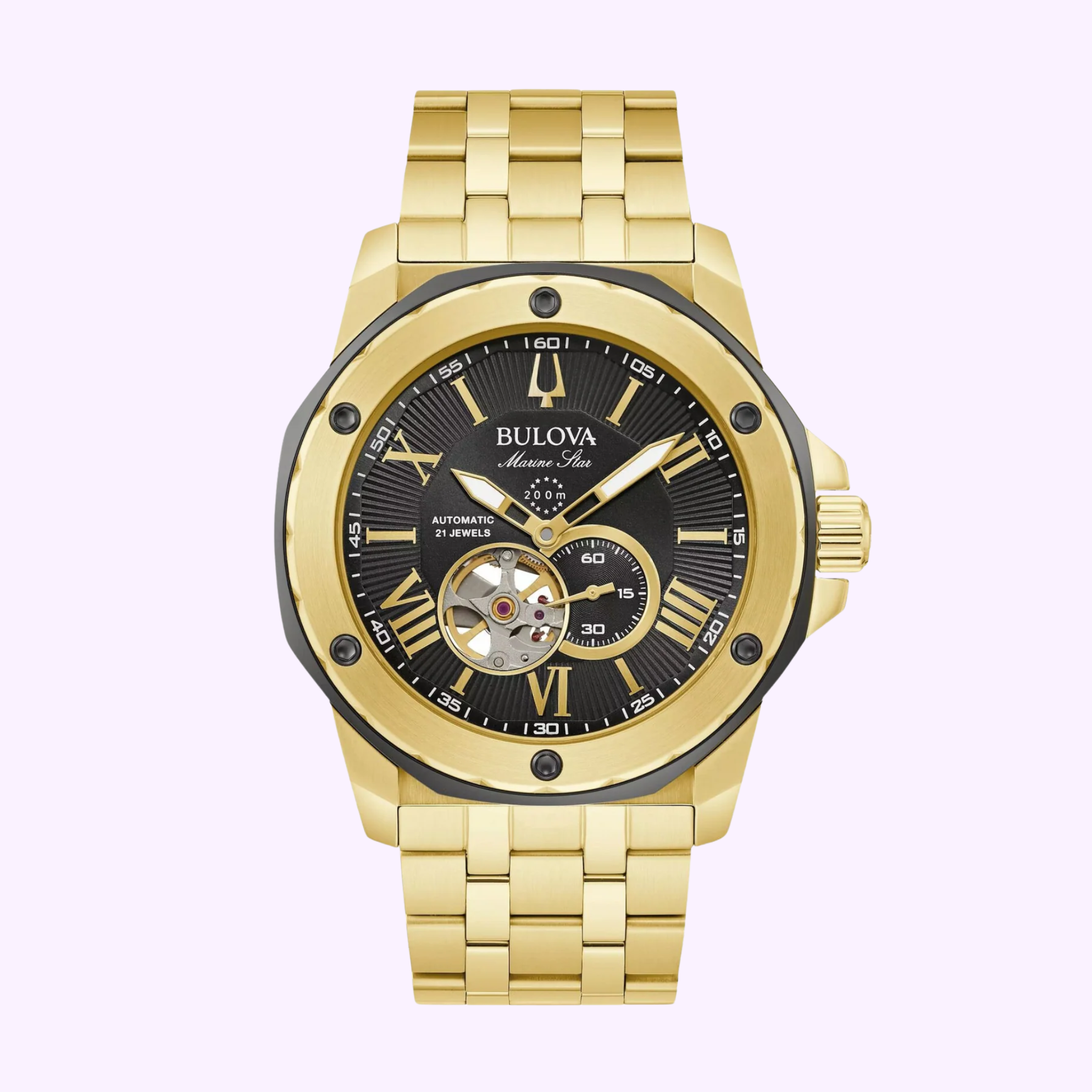 Bulova 98A273 Marine Star Gold Stainless Steel Strap Men Watches