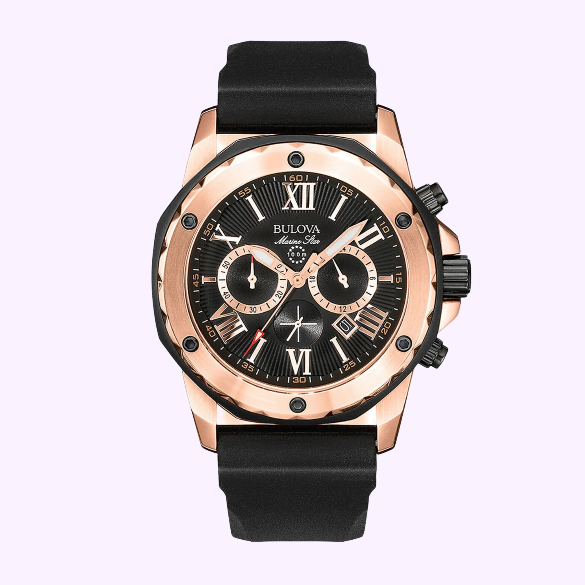 Bulova 98B104 Marine Star Black Silicone Strap Men Watches