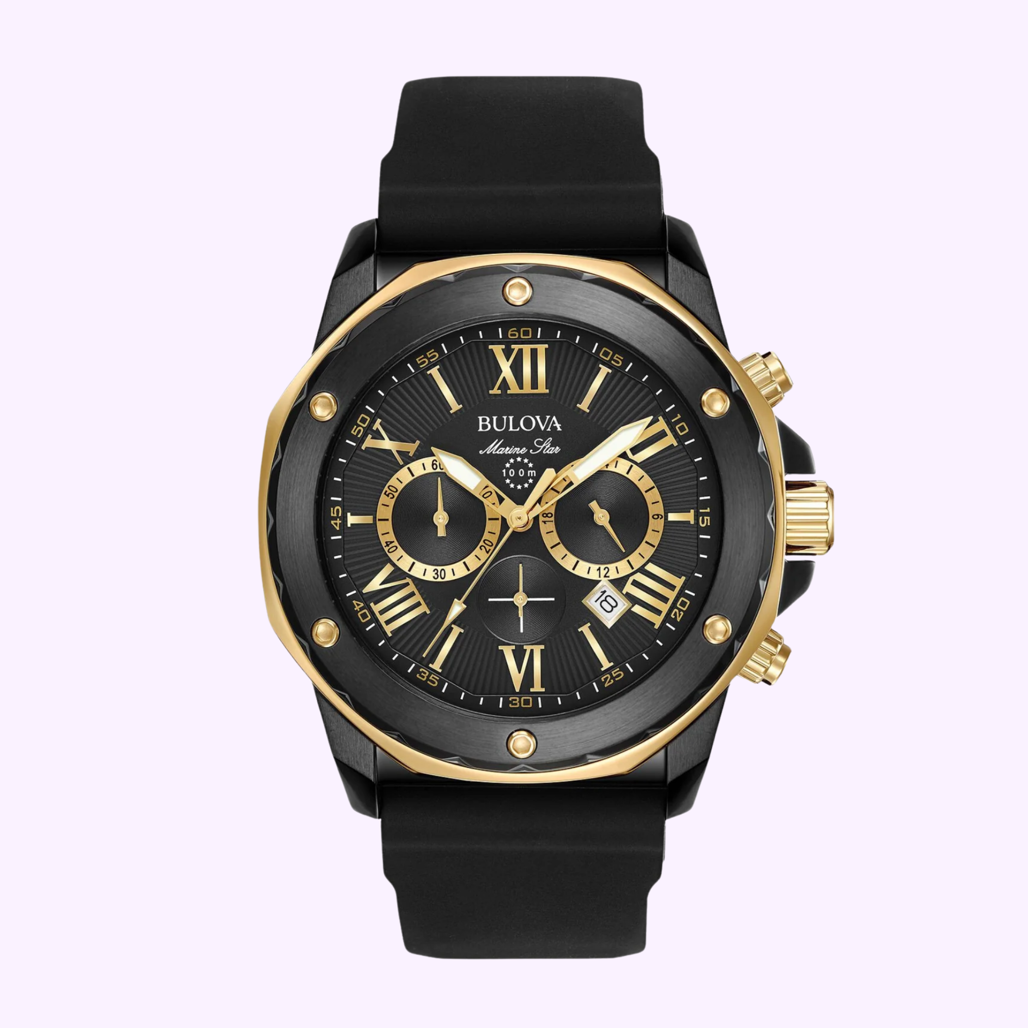 Bulova 98B278 Marine Star Black Silicone Strap Men Watches