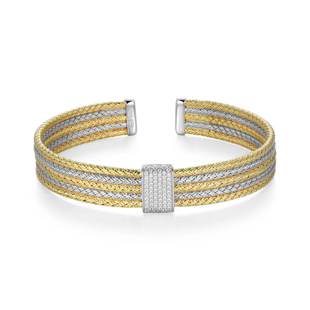 Sterling Silver & 18kt Yellow Gold Plated "Duo Luxe" Cuff Bracelet