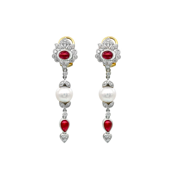 White South Sea Pearl Diamond Earrings
