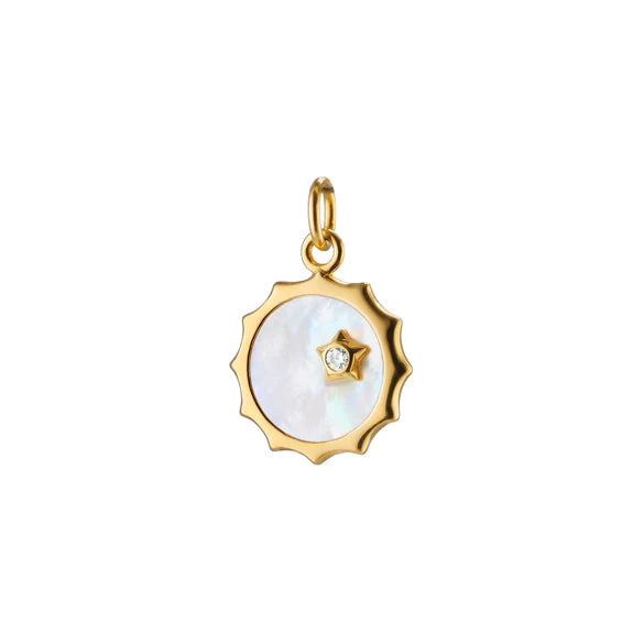 Mother of Pearl Sun and Star Diamond Charm