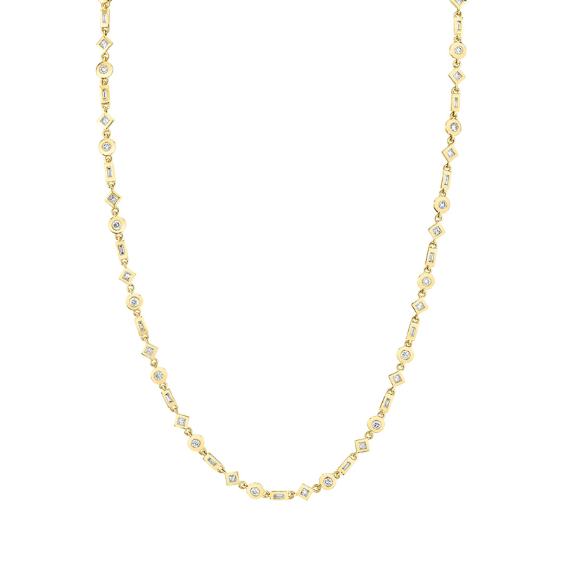 Mixed Shape Bezel Tennis Necklace