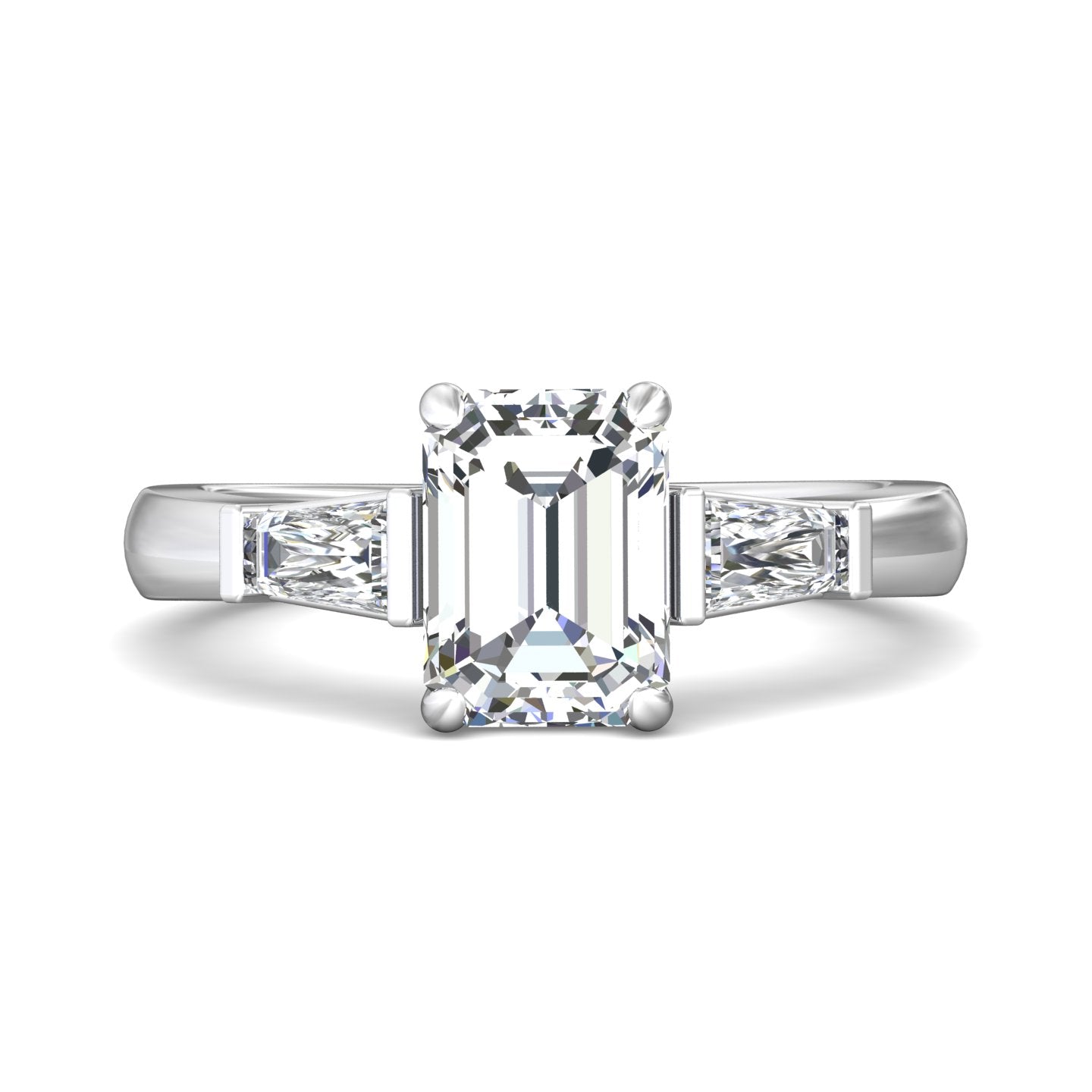 Three Stone Emerald Cut Engagement Ring