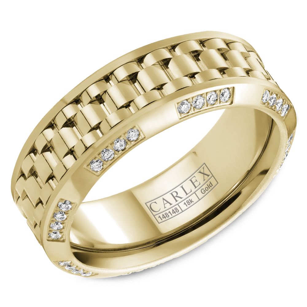 0.40ctw 14K Yellow Gold Carved Diamond Band