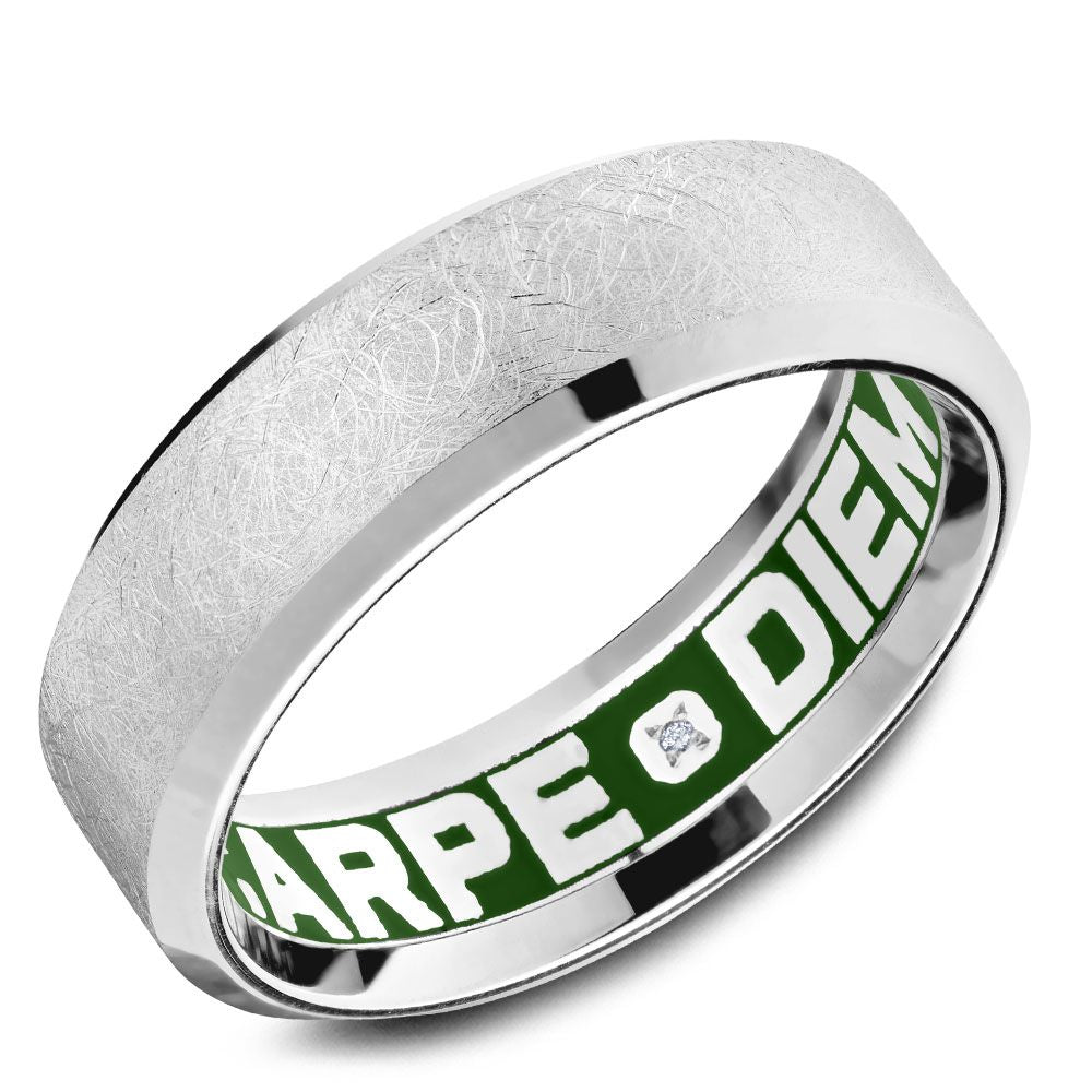 0.013ct 14K Brushed White Gold Wedding Band