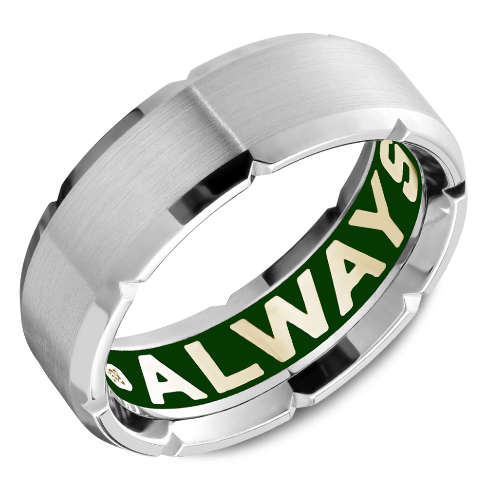 0.009ct 14K White Gold Bevel Band