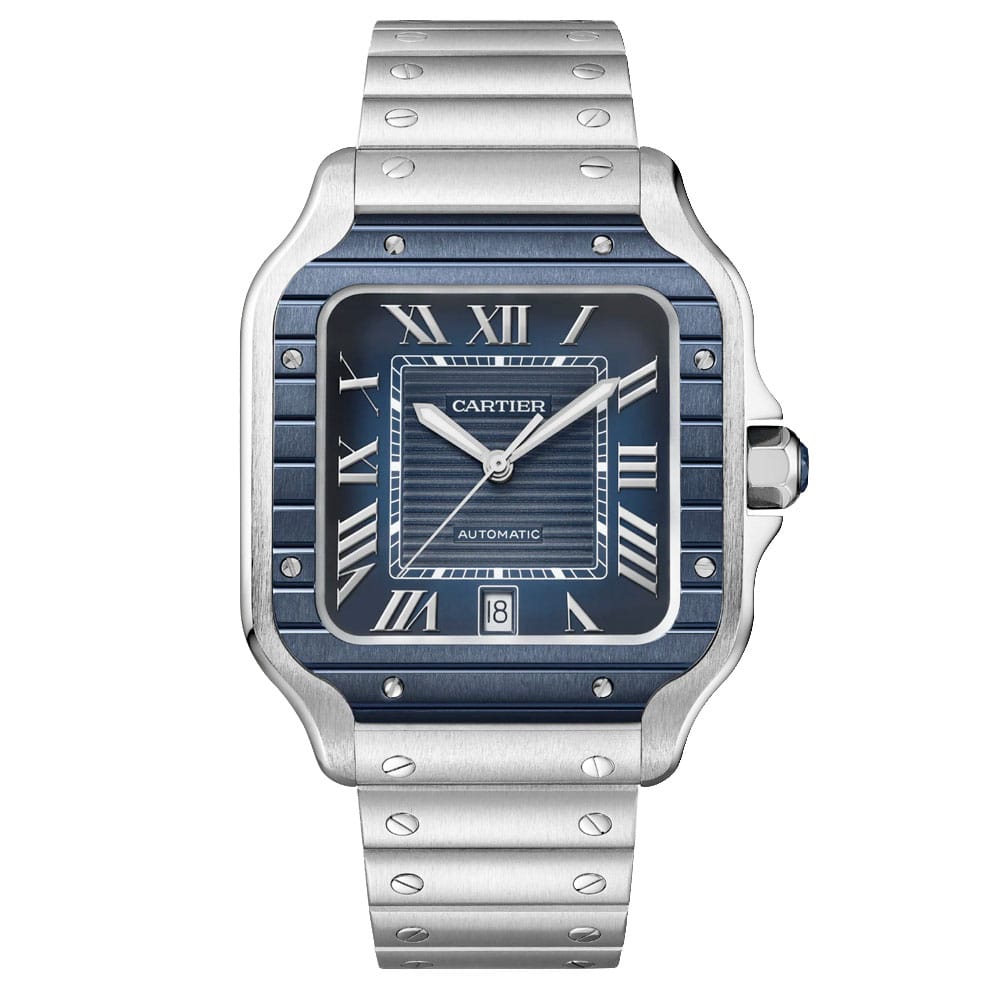 Cartier WSSA0048 Santos de Cartier Blue Dial Stainless Steel Watch