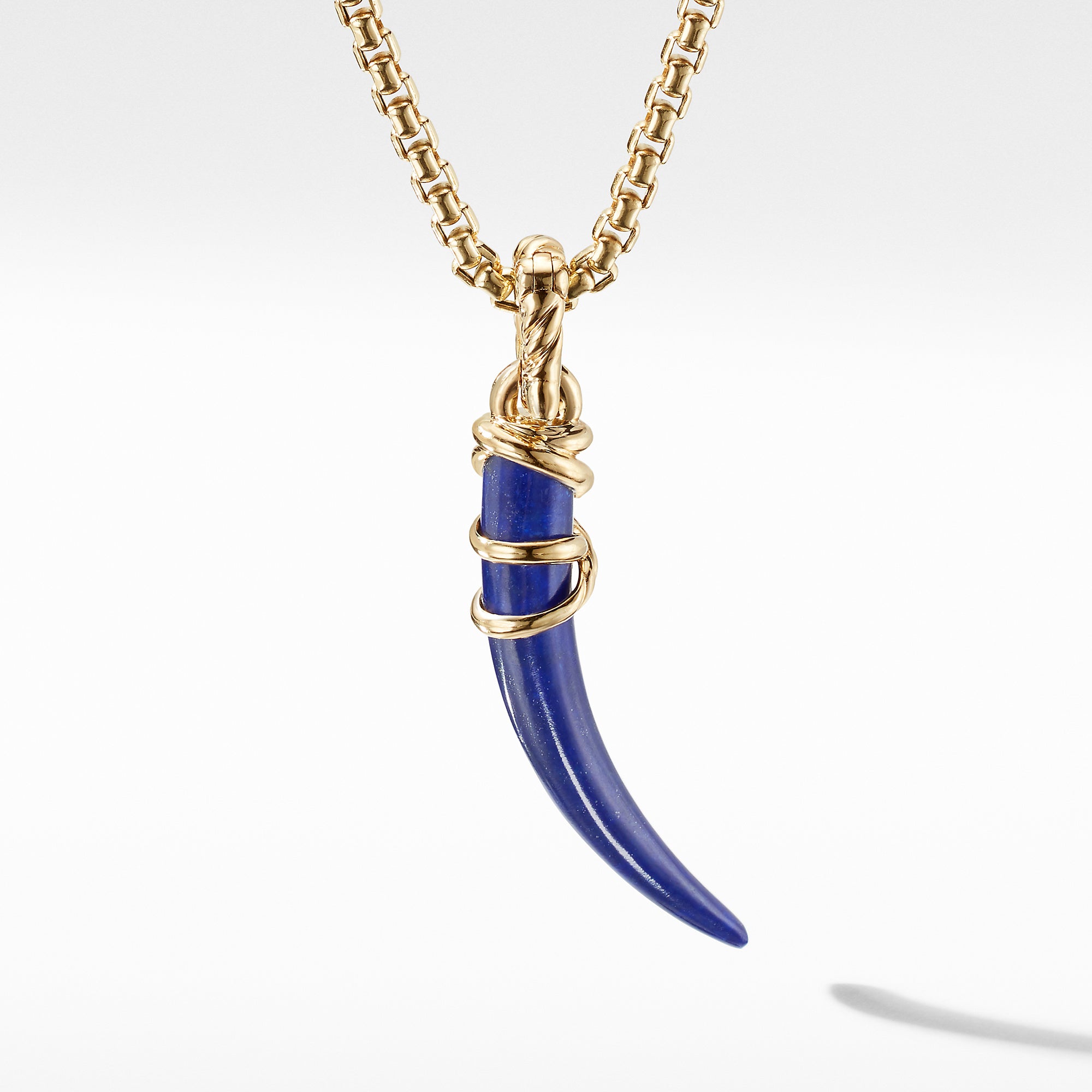 David Yurman Tusk Amulet with Lapis and 18k Yellow Gold- D13325 88BLA