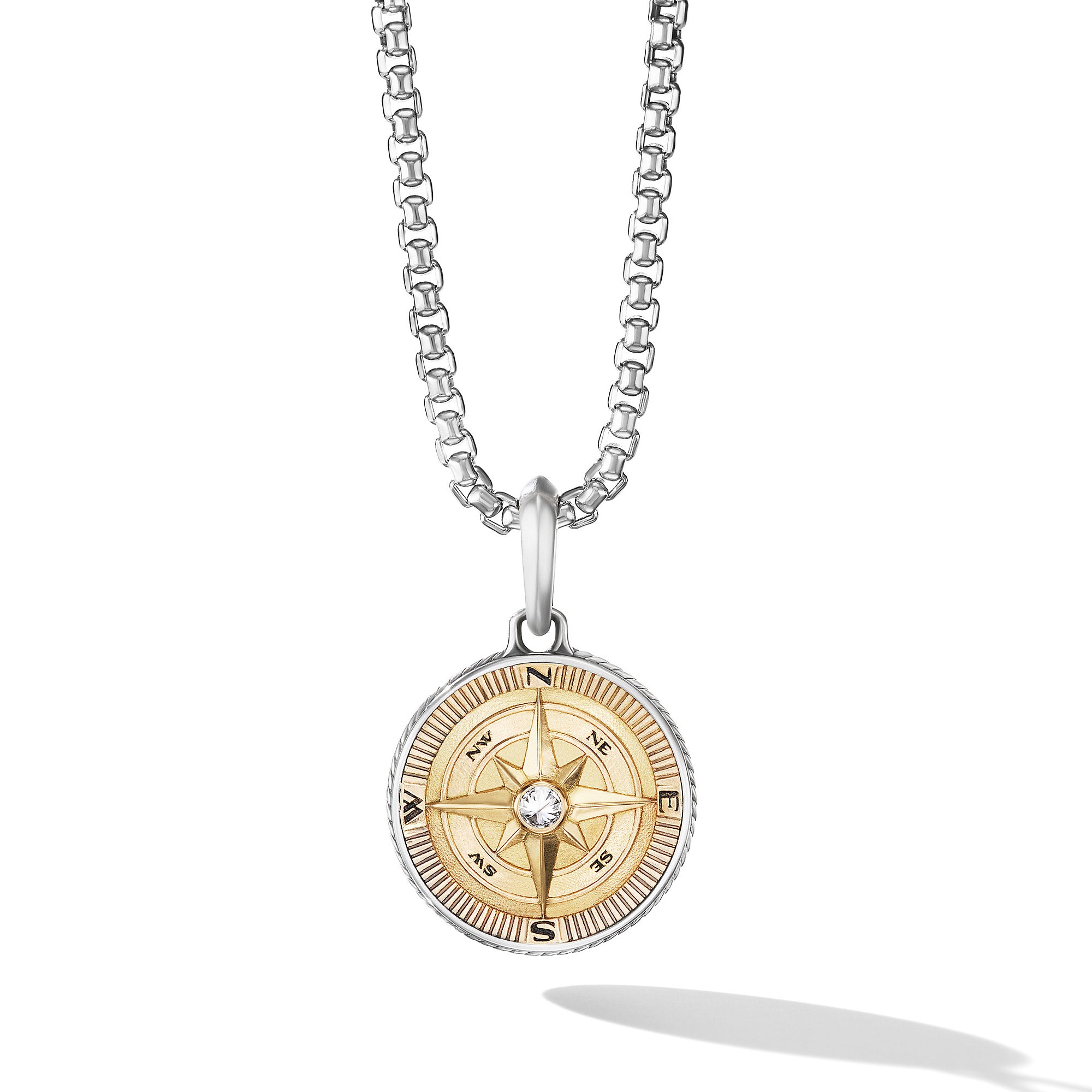 David Yurman Maritime Compass Amulet with 18k Yellow Gold and Center Diamond- D15885MS8ADI