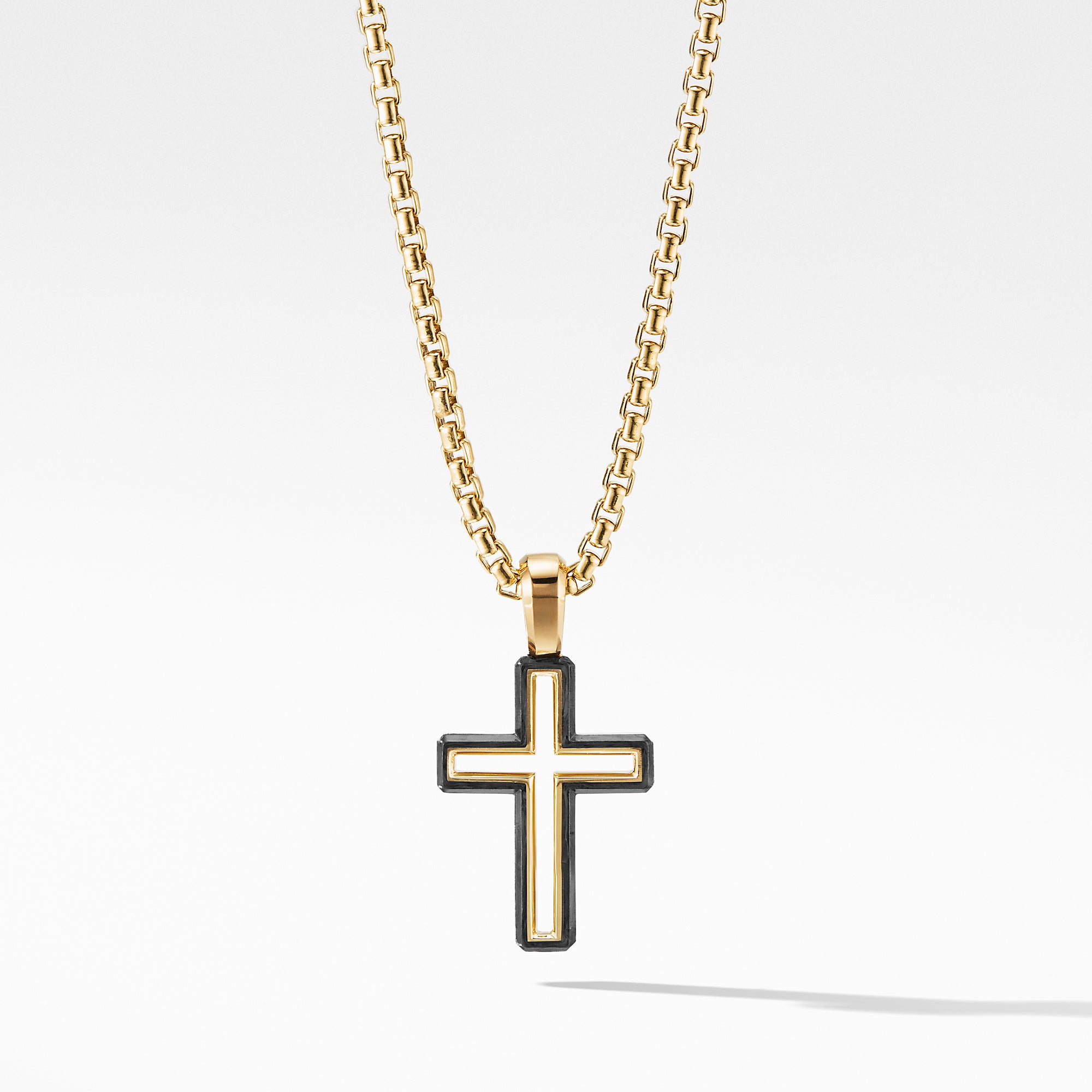 David Yurman Forged Carbon Cross Pendant with 18k Gold- D25165M88BFG