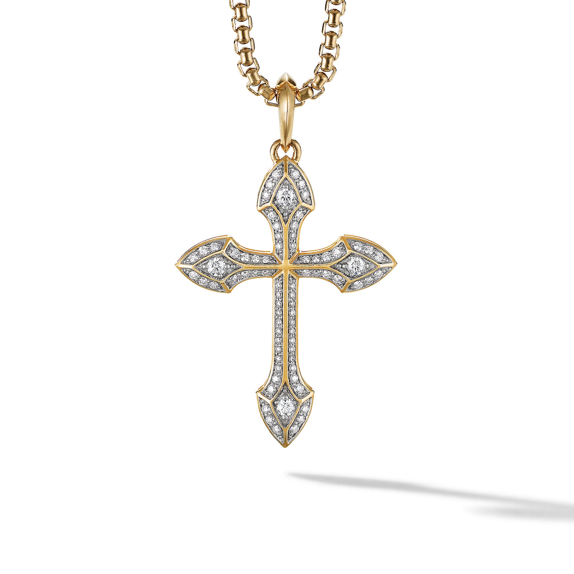 David Yurman Gothic Cross Amulet with Pave Diamonds and 18k Yellow Gold- D25501M88ADI