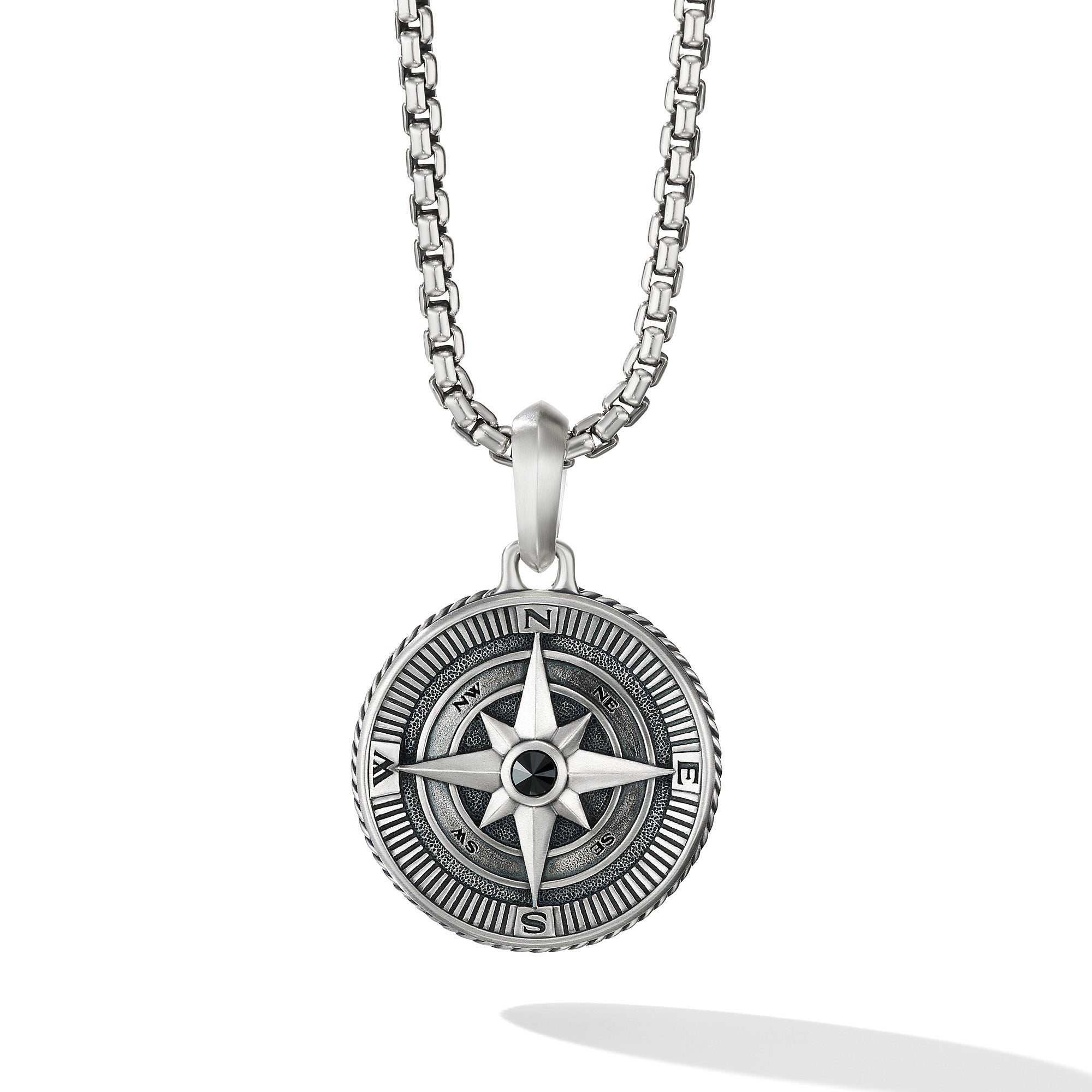 David Yurman Maritime Compass Amulet with Center Black Diamond- D25663MSSABD