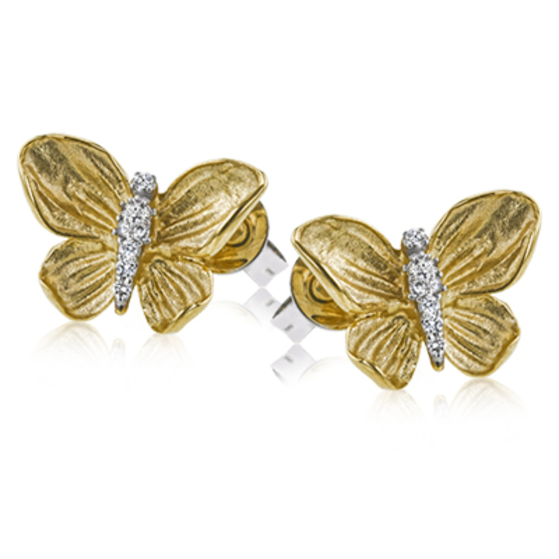DE271 - Butterfly Earrings In 18K Gold with Diamonds
