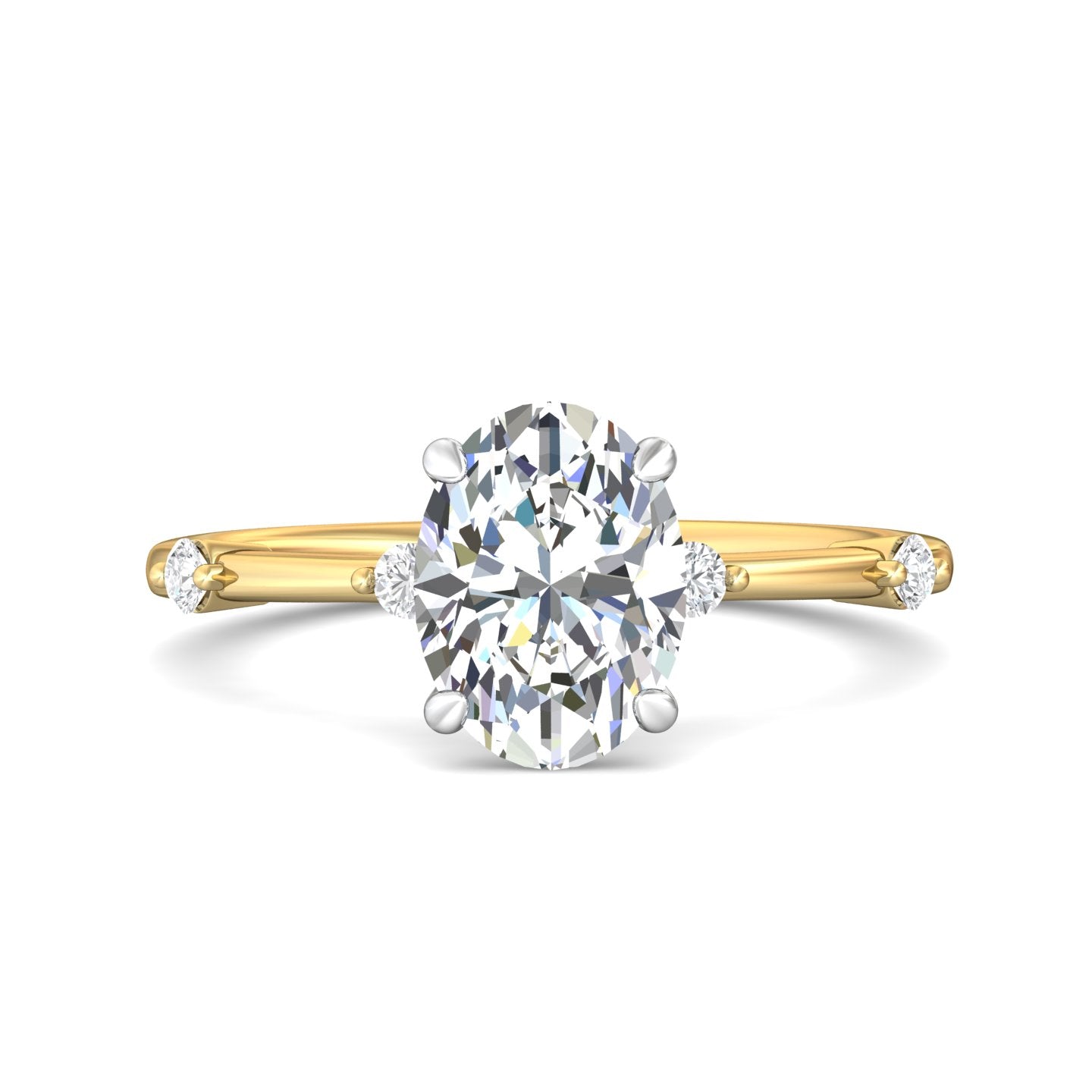 Channel and Shared Prong Oval Engagement Ring