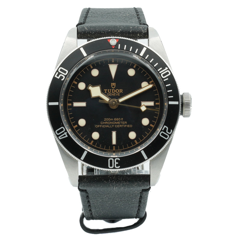 SOLD - 12-15-22 - Tudor Black Bay M79230N B&P '19 Black Dial on Leather Strap 41mm