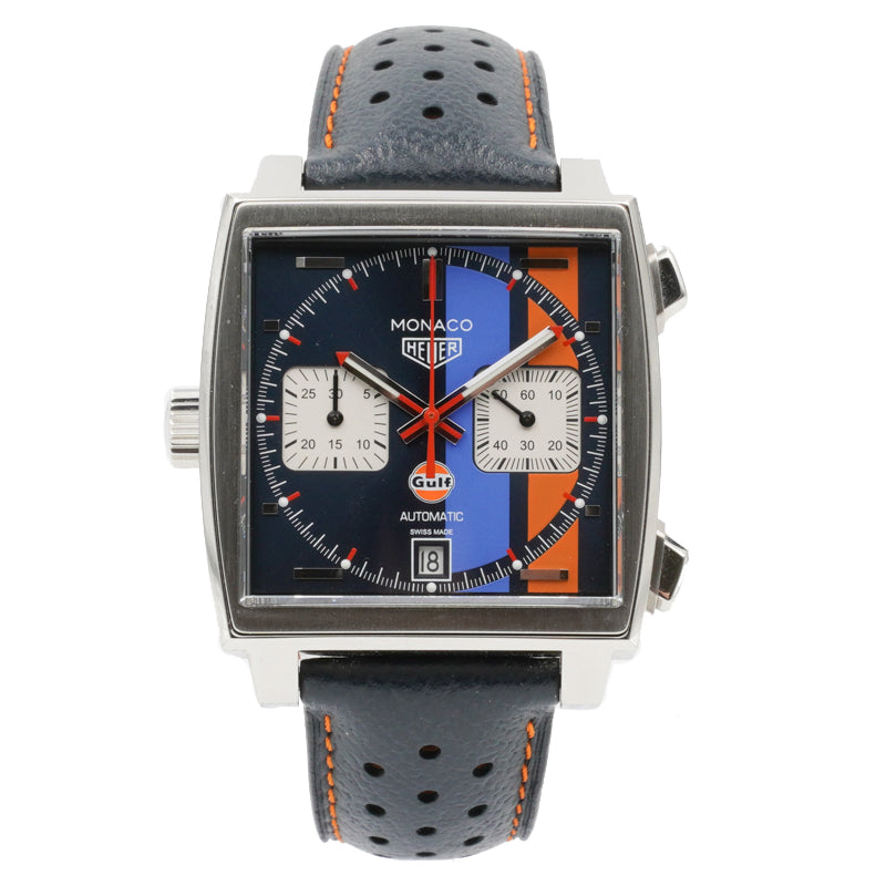 SOLD - TAG Heuer Monaco CAW211R.FC6401 Gulf Edition on Leather Strap 39mm