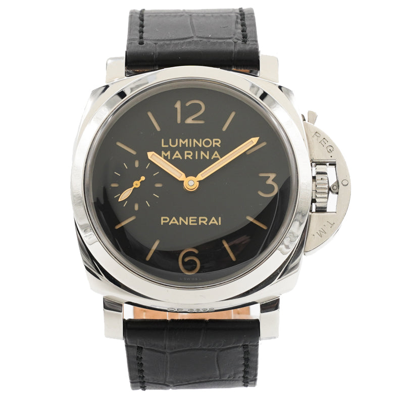 SOLD - 03-14-23 - Panerai Luminor Marina PAM00422 Black Dial on Leather Strap 47mm