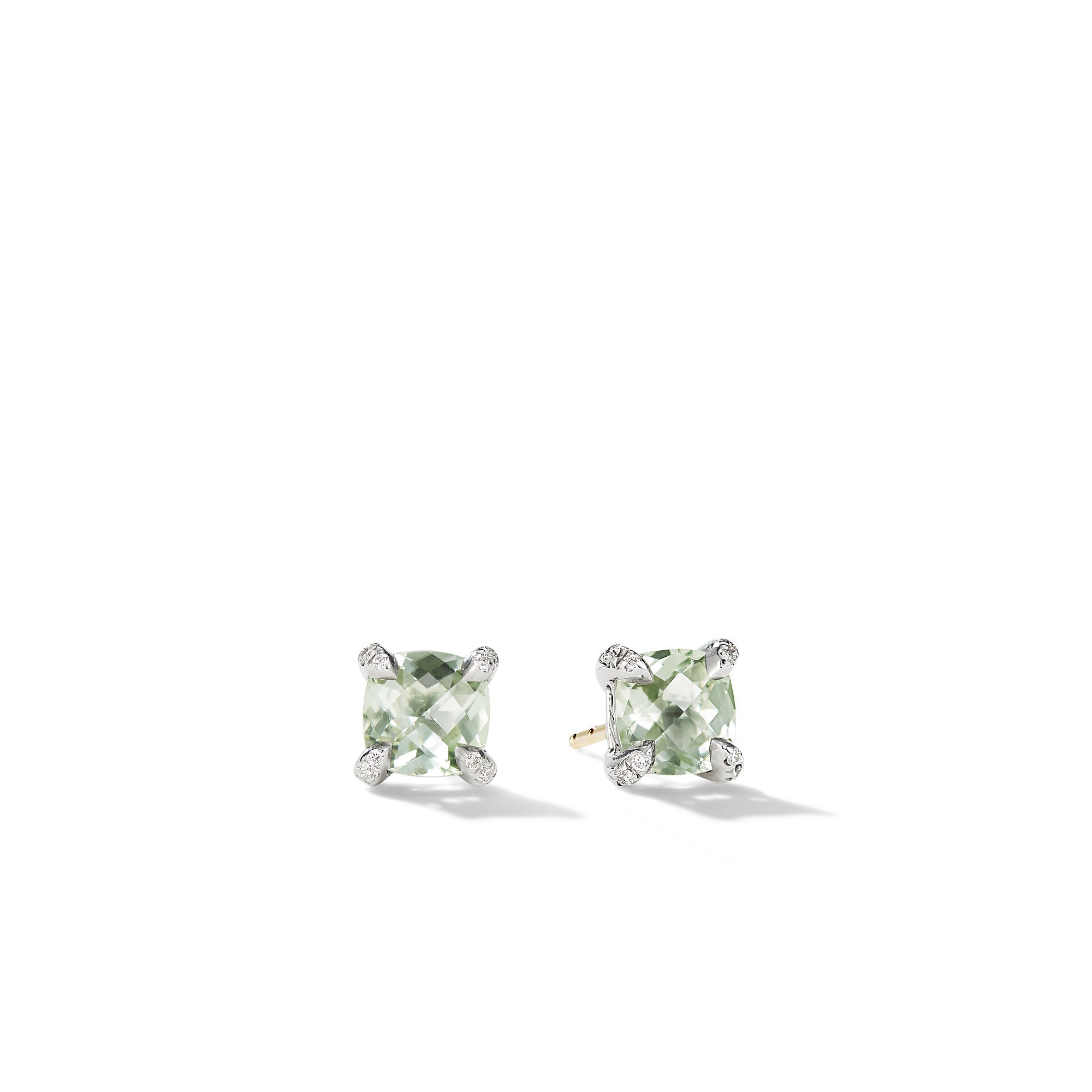 David Yurman Chatelaine Stud Earrings with Prasiolite and Diamonds- E16330DSSAPLDI