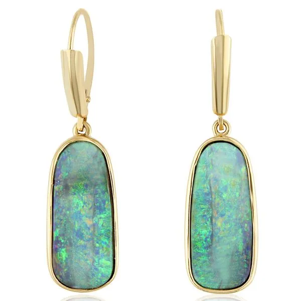 Yellow Gold Boulder Opal Earrings