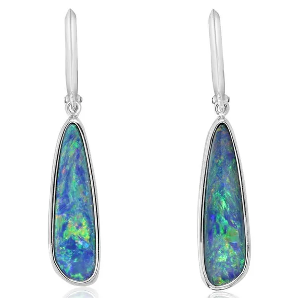 White Gold Opal Doublet Earrings