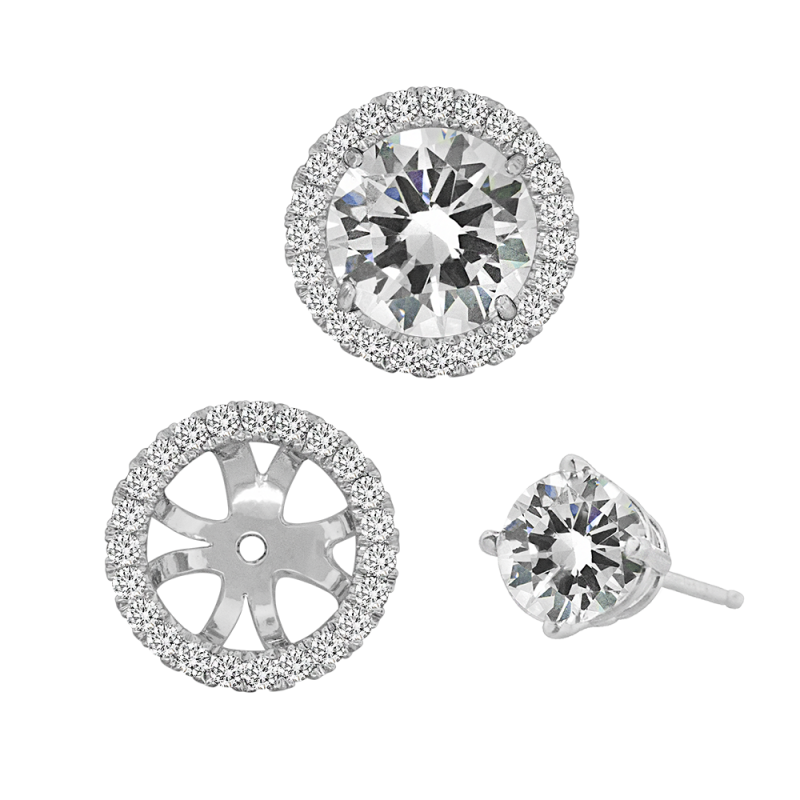 0.13CT DIAMOND EARRING JACKET (CENTER TO FIT .50CT EACH)