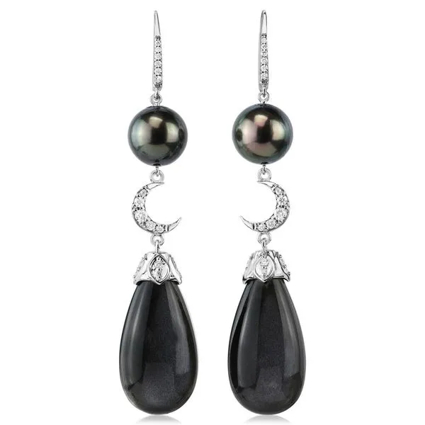 White Gold Moonstone Earrings