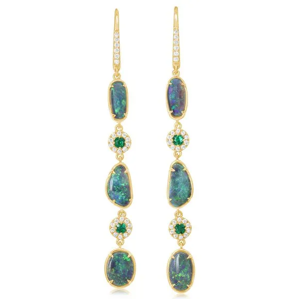 Yellow Gold Black Opal Earrings