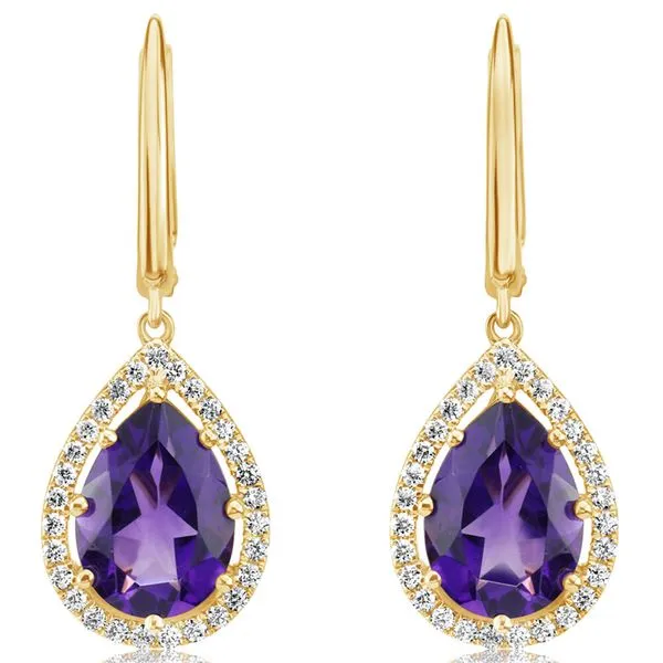 Yellow Gold Amethyst Earrings