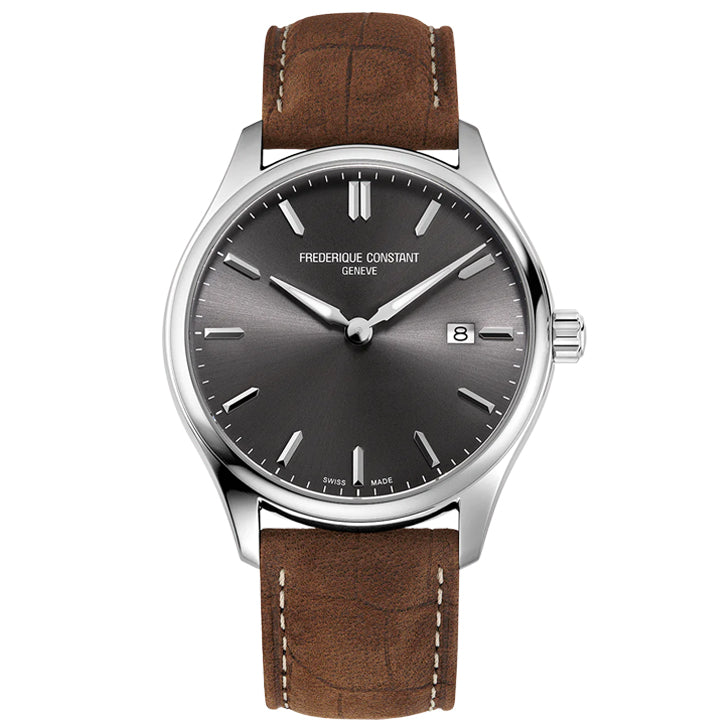 Frederique Constant Classics Quartz Stainless Steel Brown Leather Strap - FC-220DGS5B6