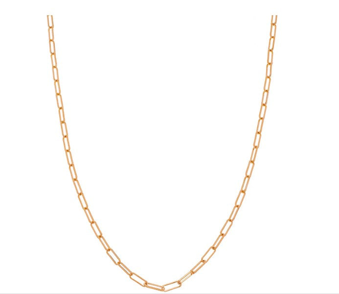 14K ROSE GOLD MEDIUM 20 INCH PAPERCLIP CHAIN