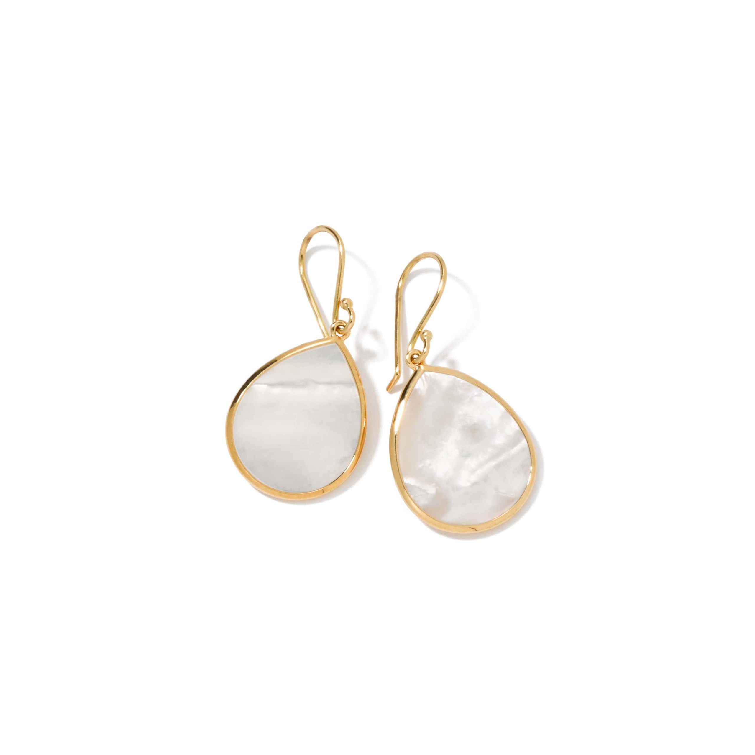 Polished Rock Candy Small Stone Teardrop Earrings 18k gold in Mother-of-pearl