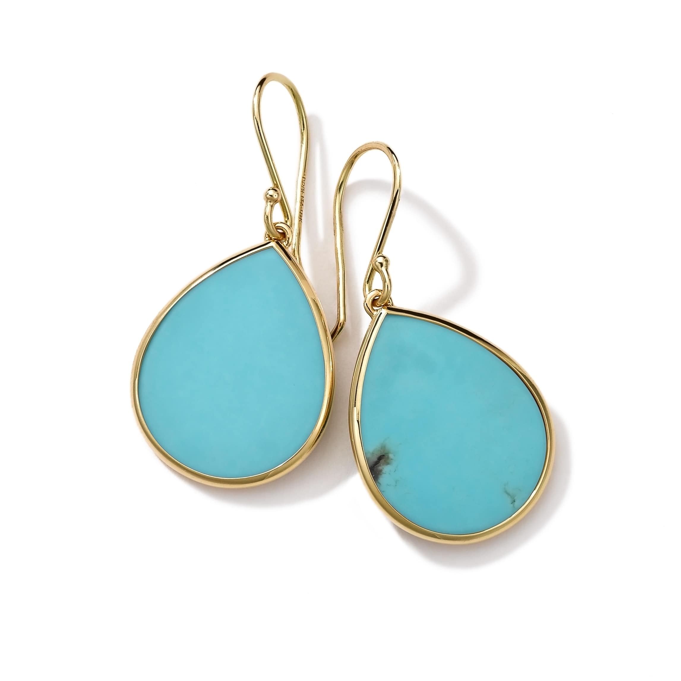 Polished Rock Candy Small Stone Teardrop Earrings 18K GOLD IN TURQUOISE
