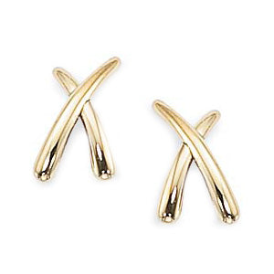 Yellow Gold "X" Stud Earrings