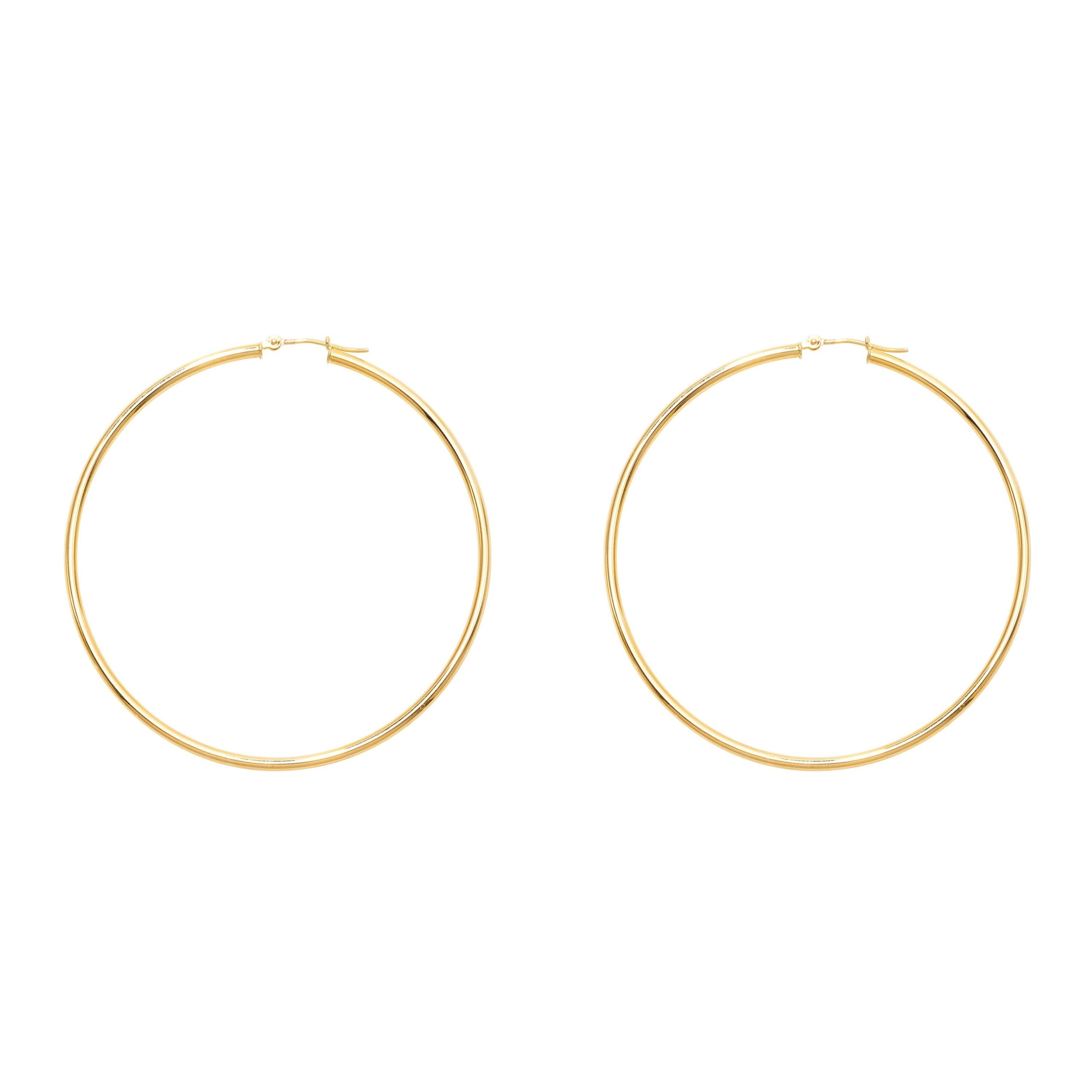 Yellow Gold Polished Hoop Earrings