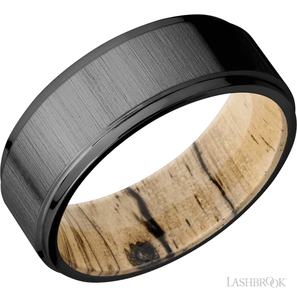 Zirconium with Crosssatinblack , Polish Finish and Spalted Tamarind