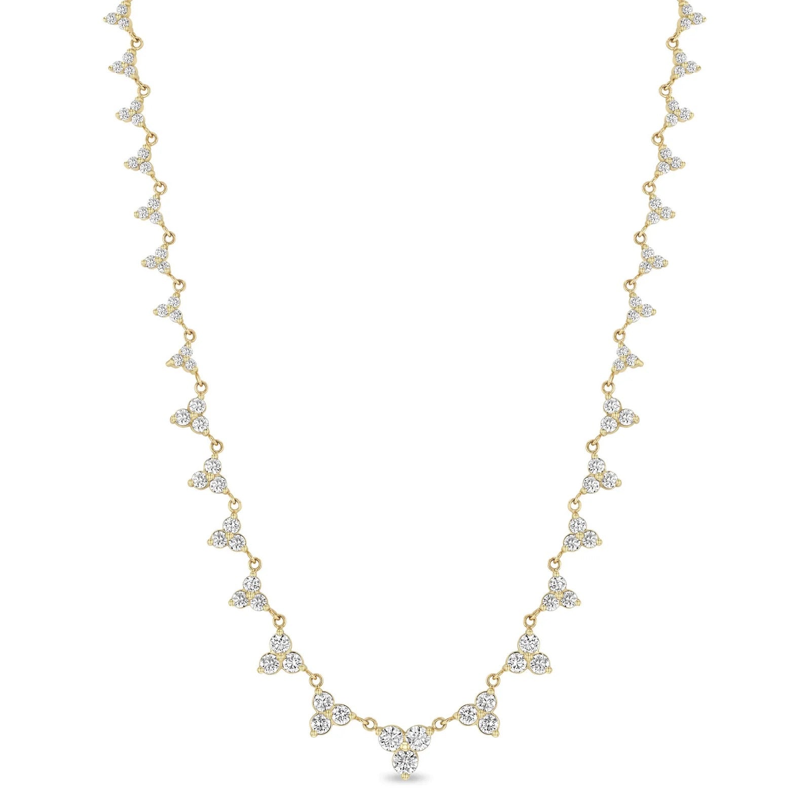 14k Linked Graduated Diamond Trio Necklace