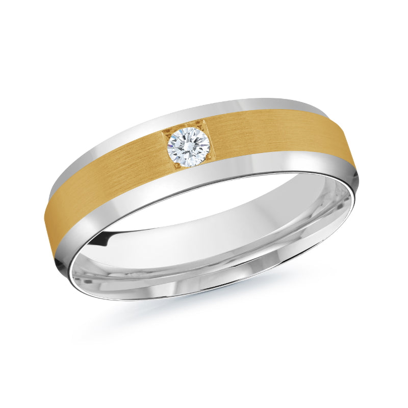 Malo 6mm 18k White & Yellow Gold Diamond Band