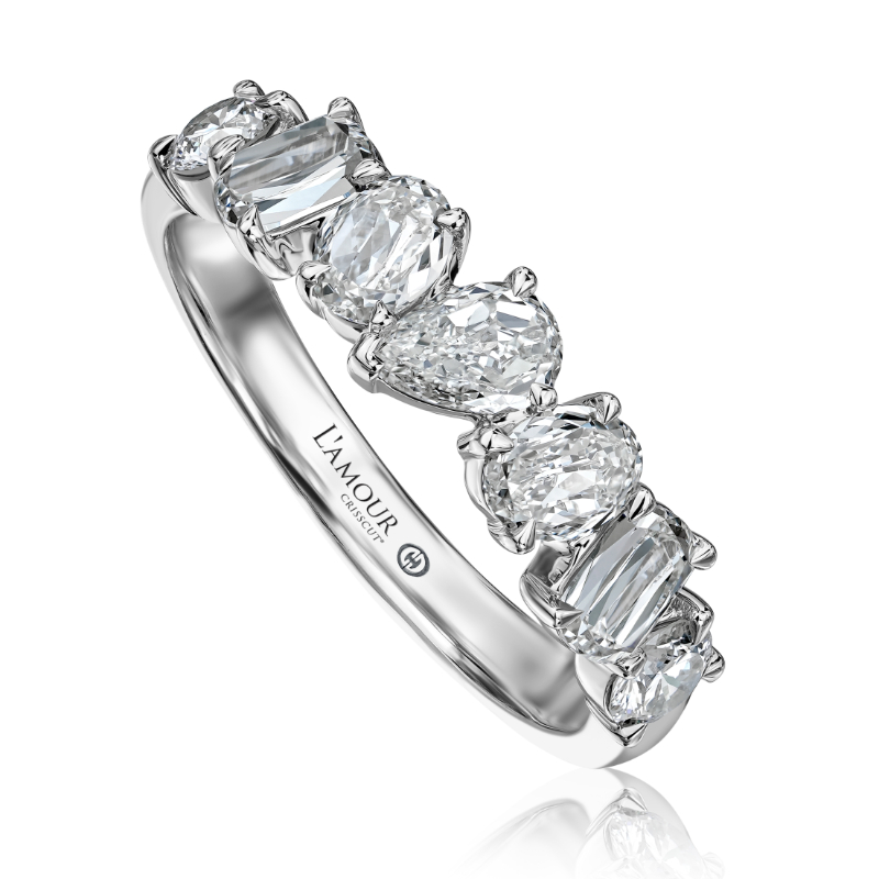 L624A Wedding Band In 14 Karat White Gold With 1 Pear Cut Diamond