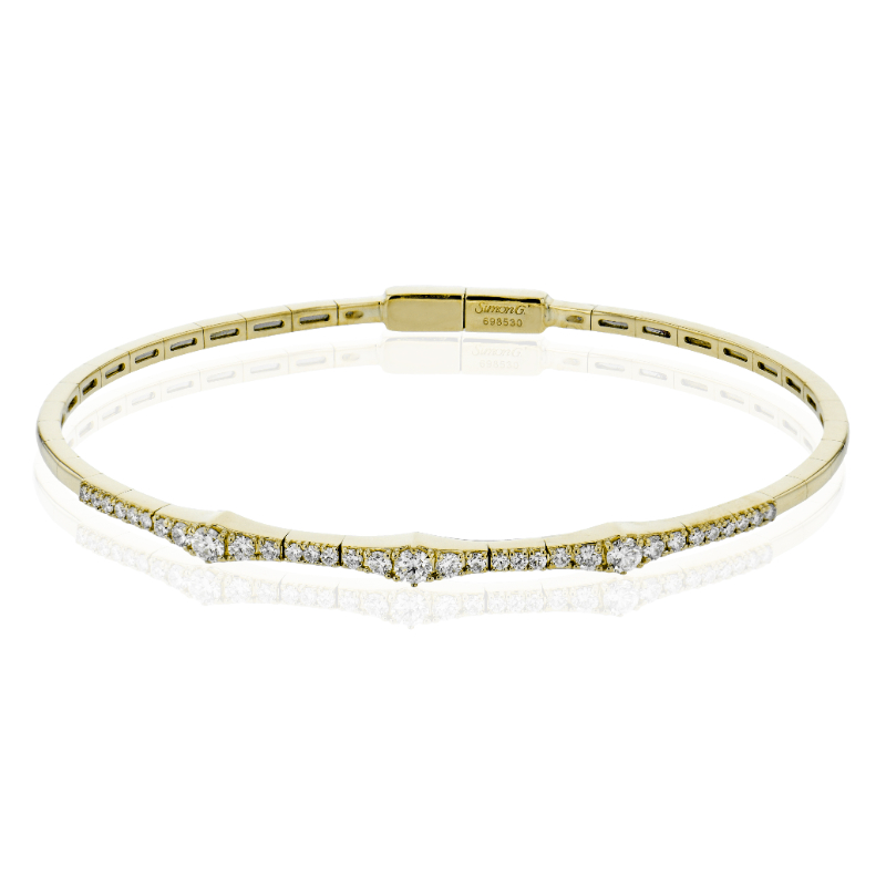 18kt Yellow Gold Bangle Bracelet with 33 Round Diamonds 0.54ctw