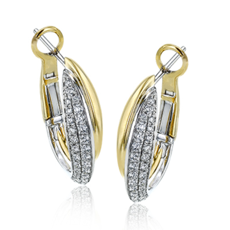 LE4401 - Medium Hoop Earrings In 18K Gold with Diamonds