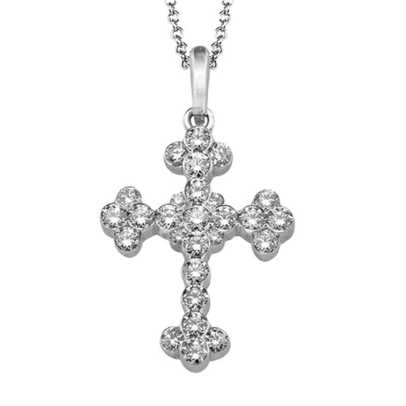 Simon G.. 18K White Gold Diamond Cross Pendant