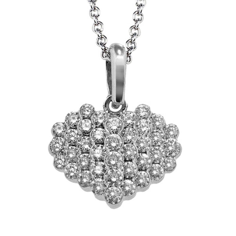 Simon G.. 18K White Gold Diamond Heart Pendant