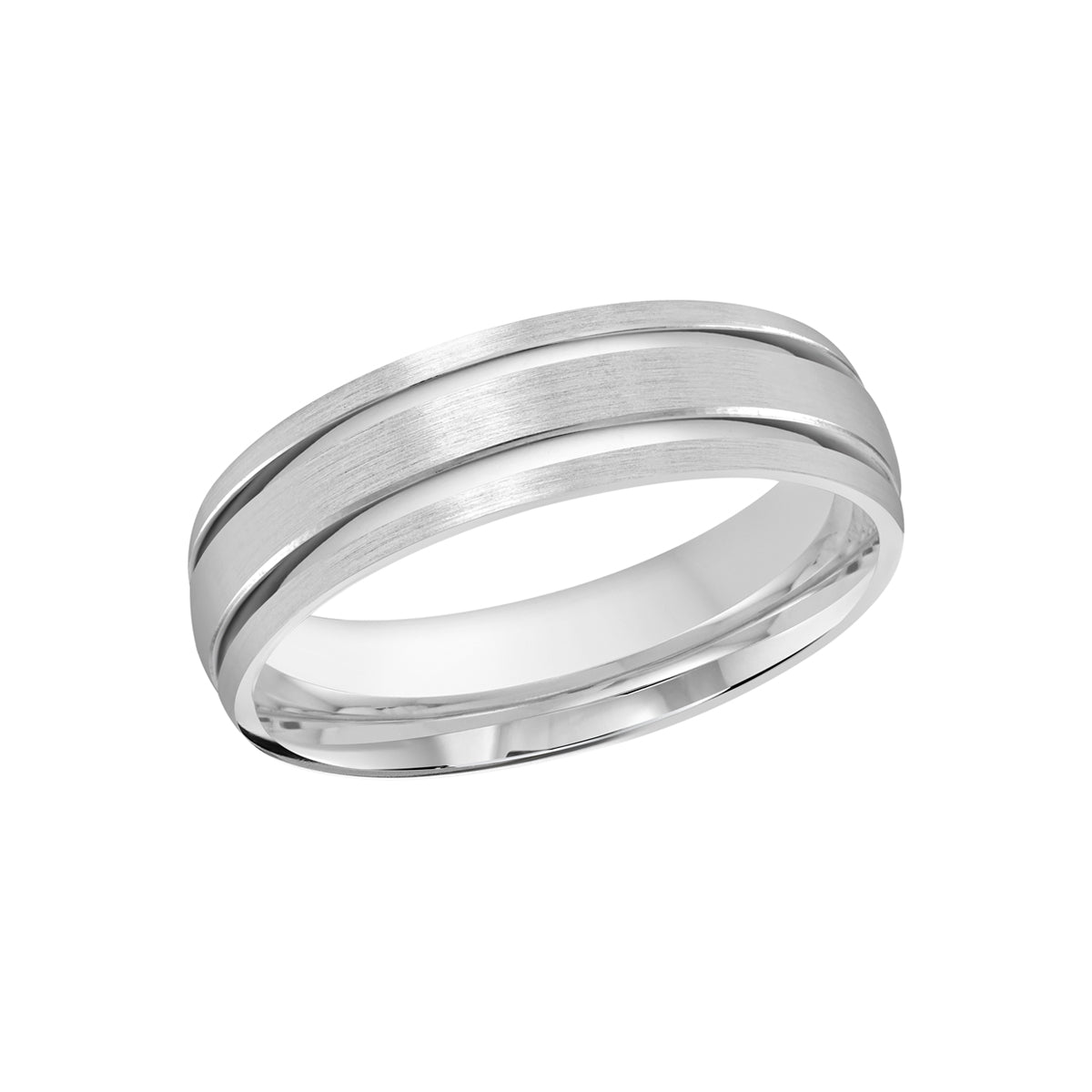 High Polish White Gold Satin Wedding Ring
