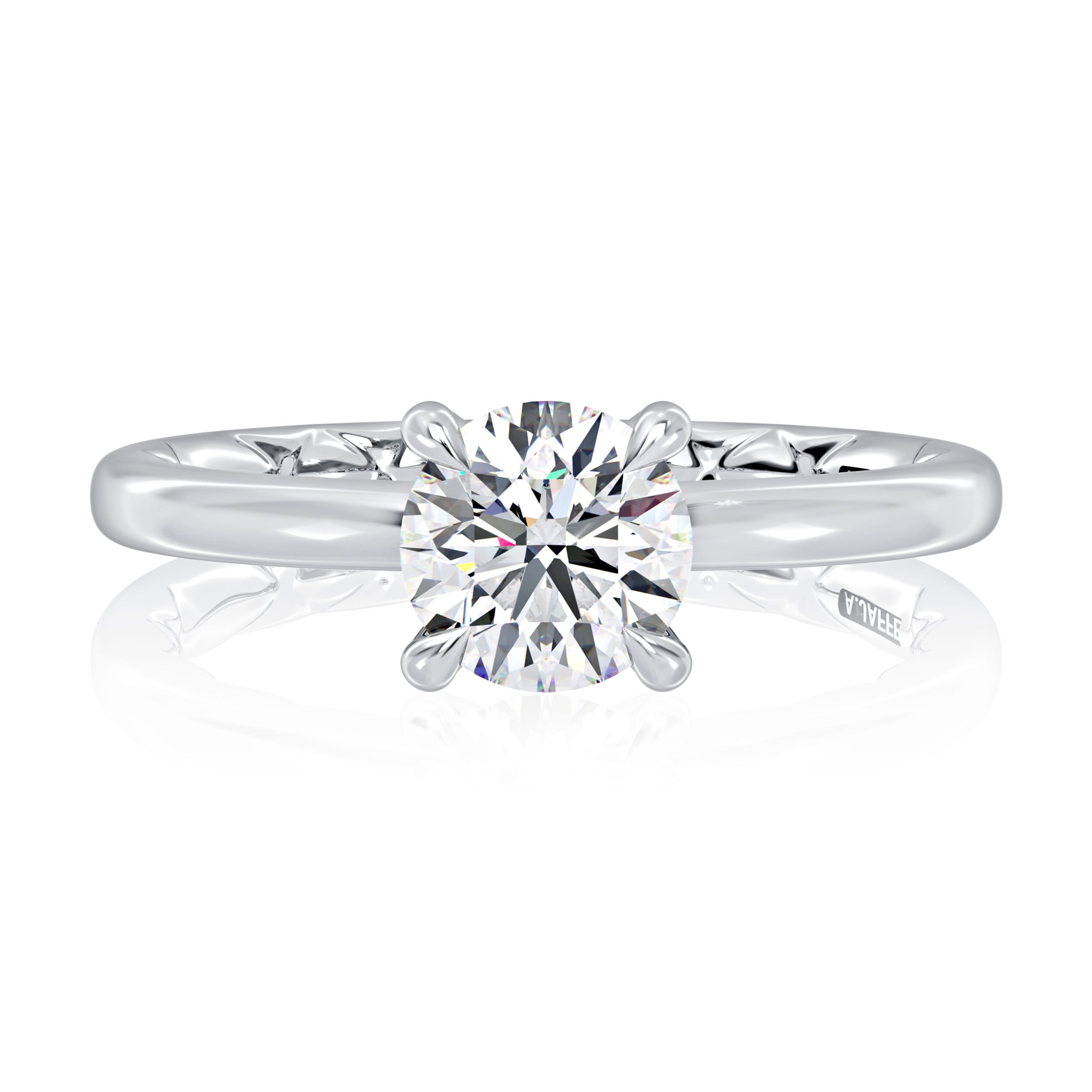 Classic Four Prongs Solitaire Round Center Diamond Engagement Ring