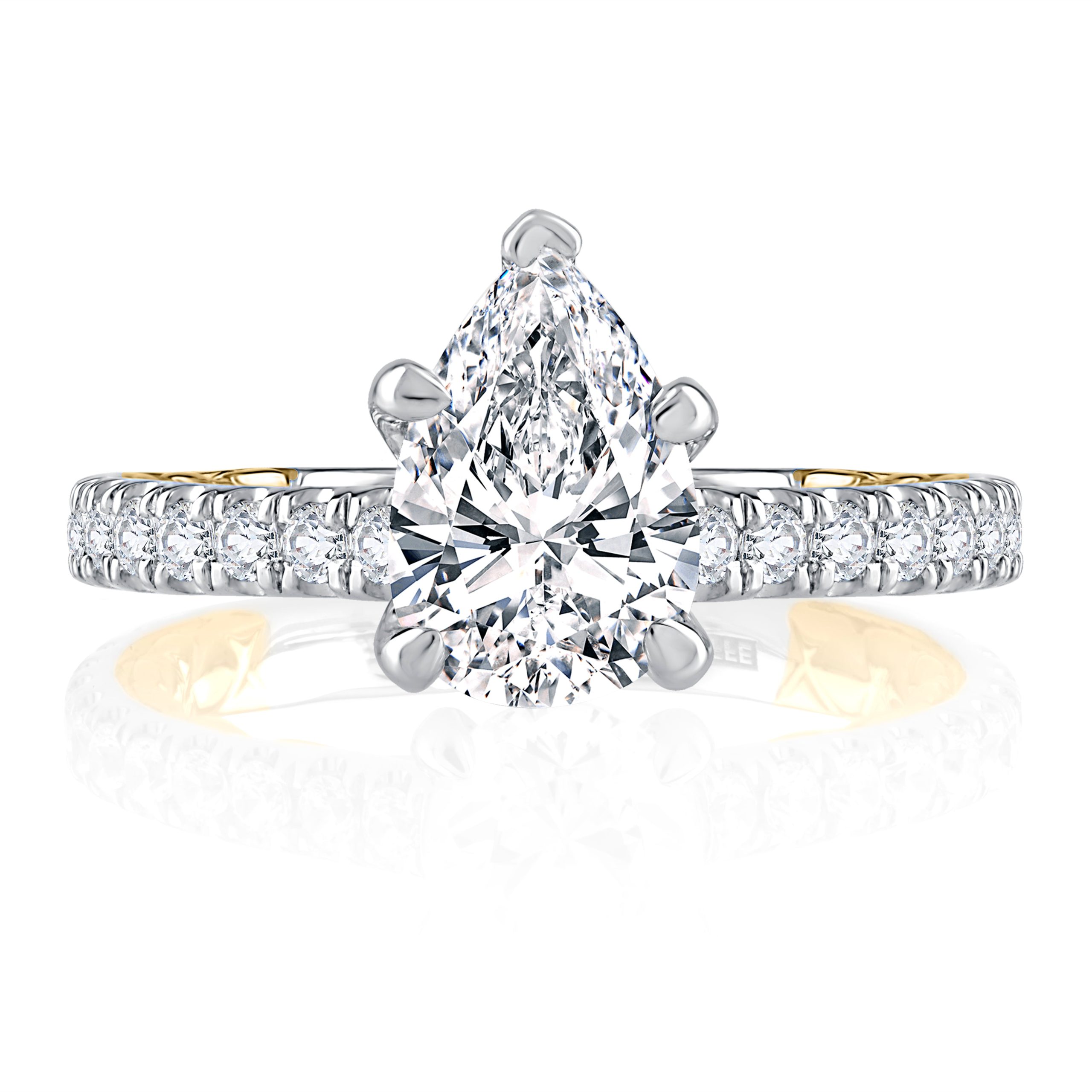 Elegant Two Tone Pear Cut Diamond Engagement Ring