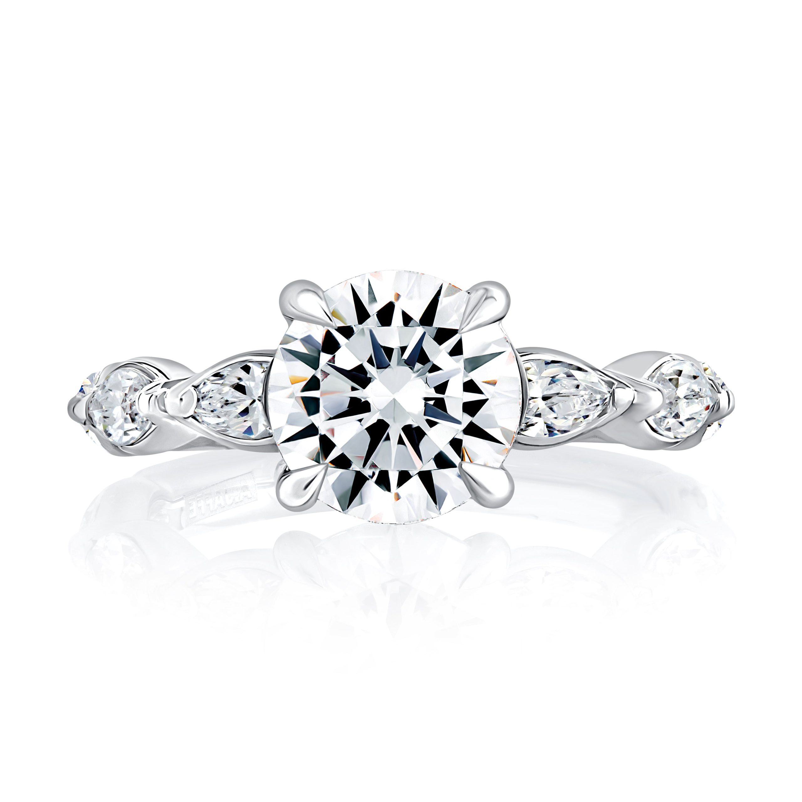 Four Prong Round Center Diamond Engagement Ring