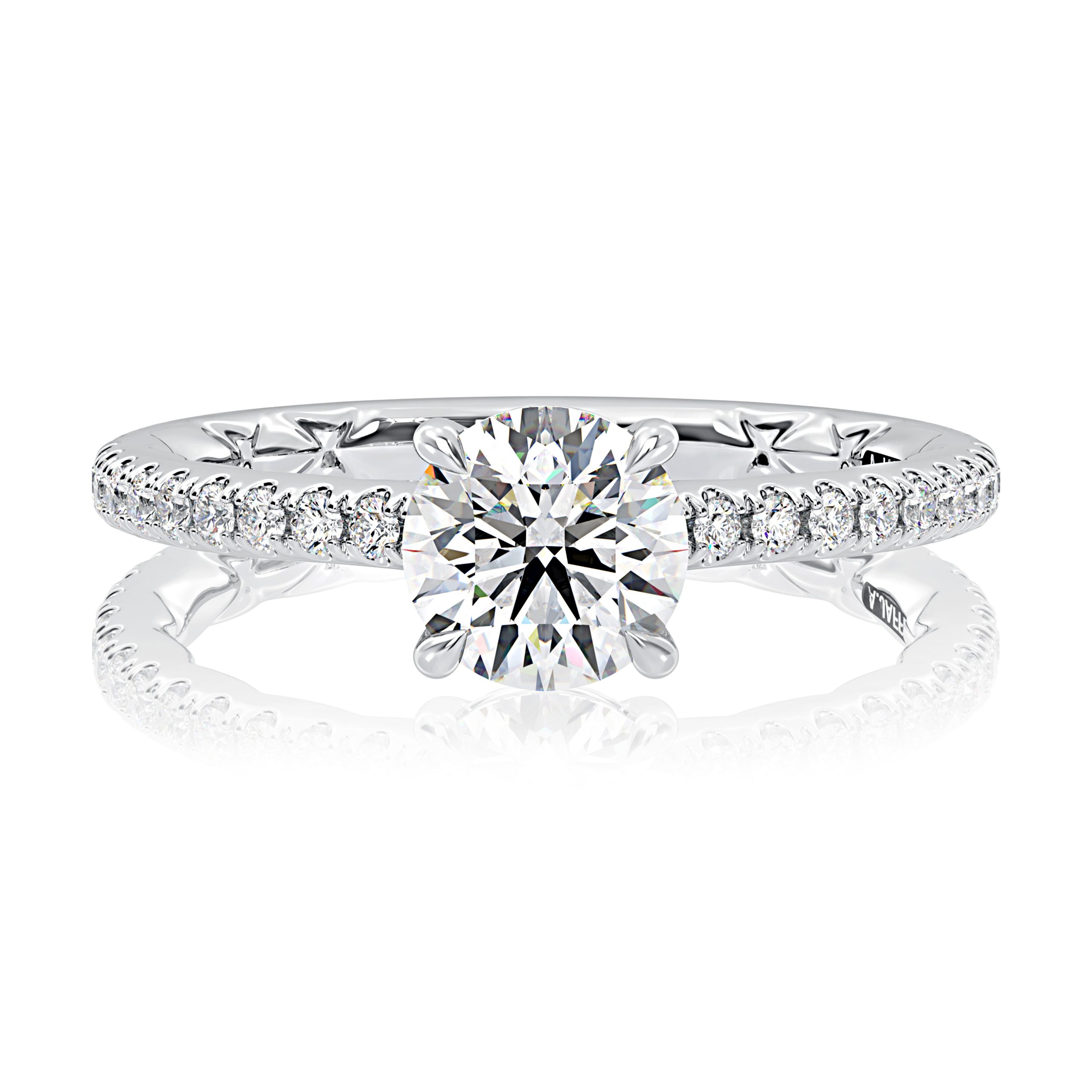 Classic Round Center Diamond Engagement Ring with a Hidden Halo