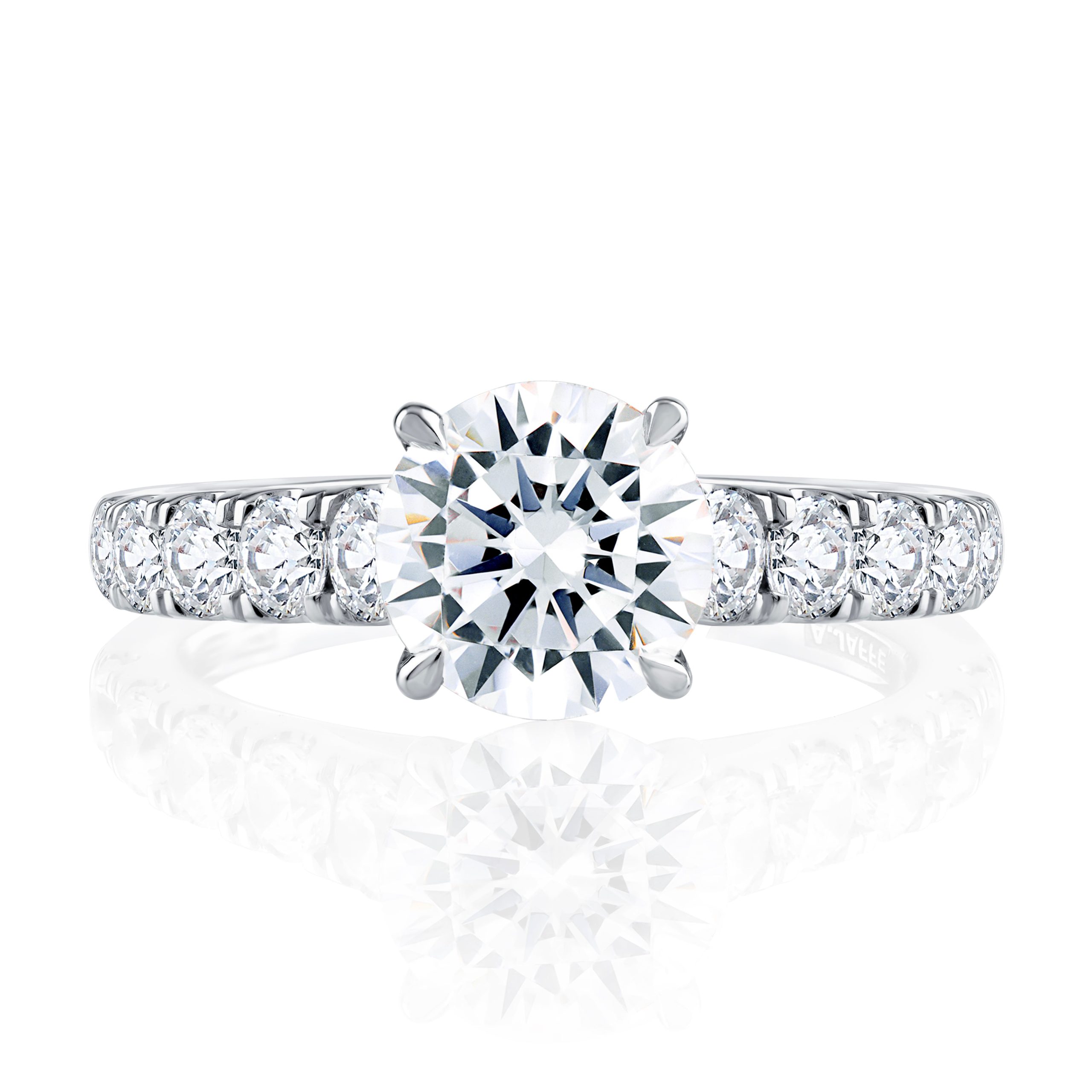 Modern Diamond Pavé Round Cut Diamond Engagement Ring